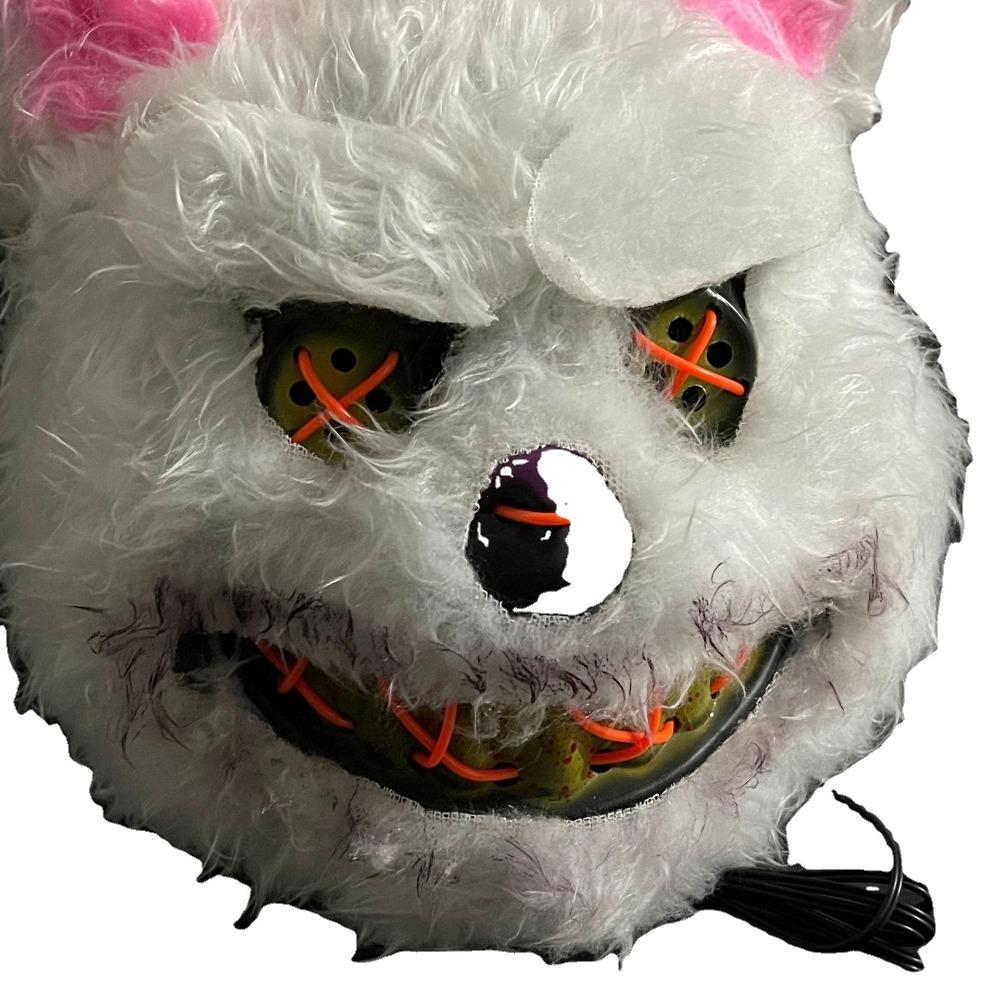 Cosplay Prop Halloween Horror Mask Bloody Rabbit Bear Festival Headgear Plush Bunny Mask Glowing Plastic Bloody Bear Mask