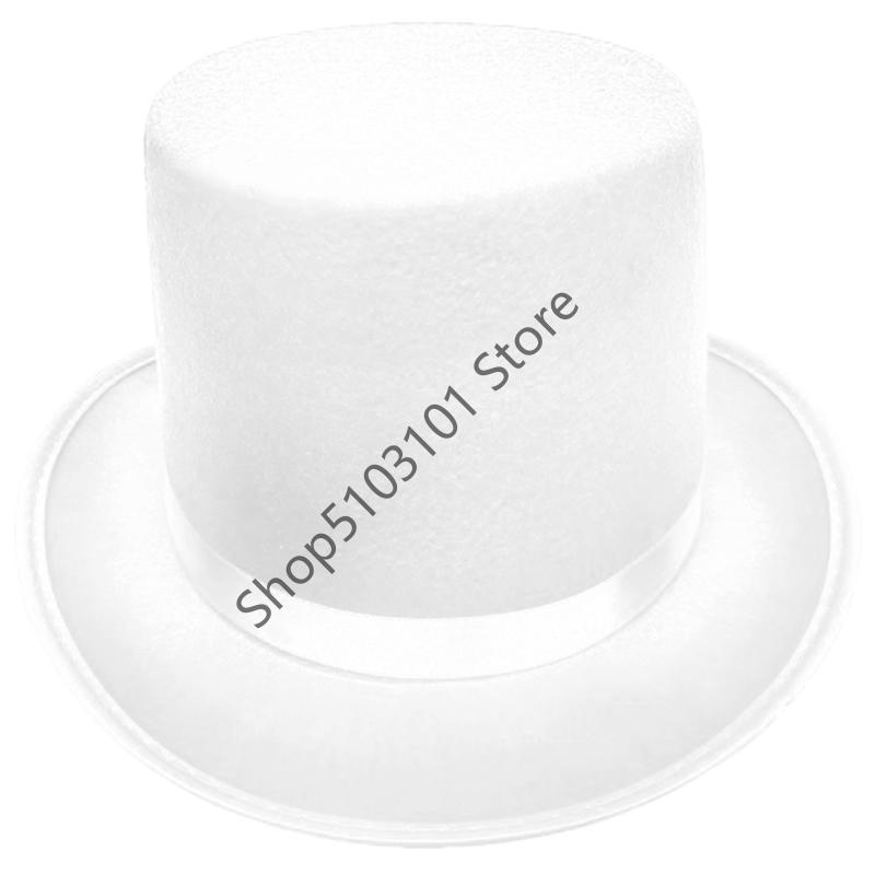 X6HE Elegant Stage Performances Tall Hat Cosplay Costume Gentleman Hat with Roll Trim Adult Carnivals Party Photography Hat