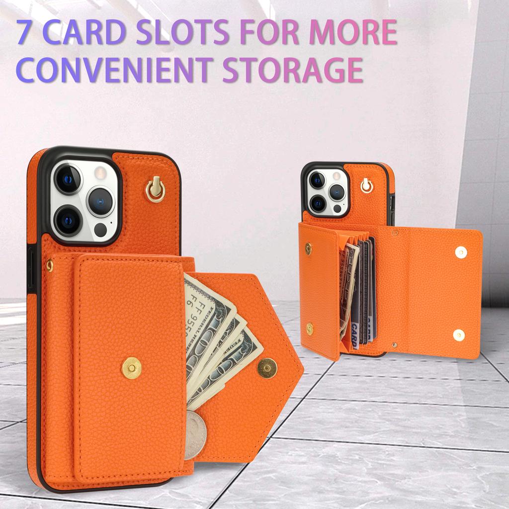 Multi Cards Solt Wallet Leather Crossbody Case For Iphone 15 PRO MAX 14 13 12 XR XS X 7 8 Plus SE 2022 Long Lanyard Bag Cover