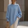 Damen Uni Rundhals Pullover Strickoberteil, Lockerer Fauler Stil Freizeit Strickbluse
