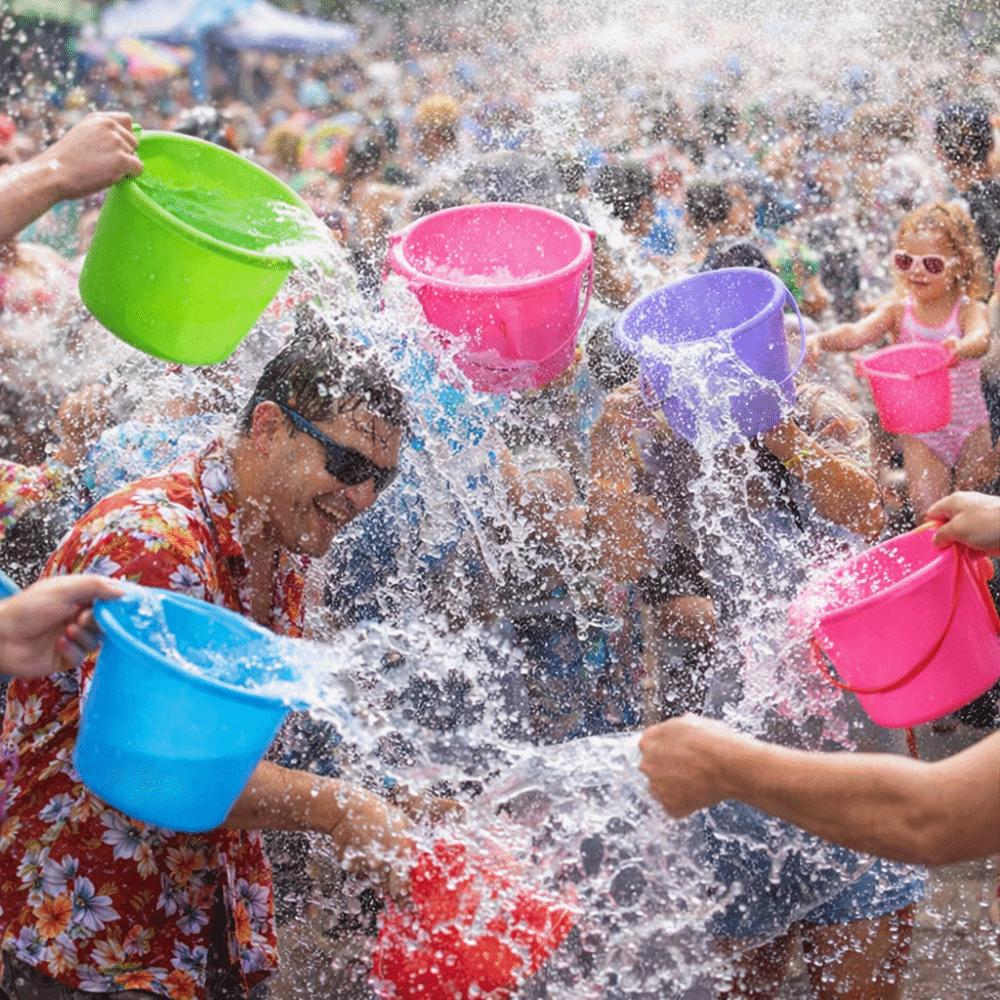 6 Pcs Water-Splashing Festival Toy Beach Sand Buckets with Handle Sand Pails  Outdoor Summer