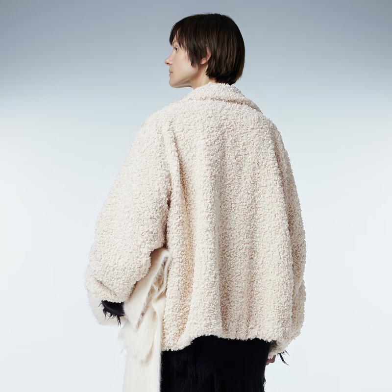 JNBY Women's Faux Fur Stand-Up Collar Long Sleeve Jacket