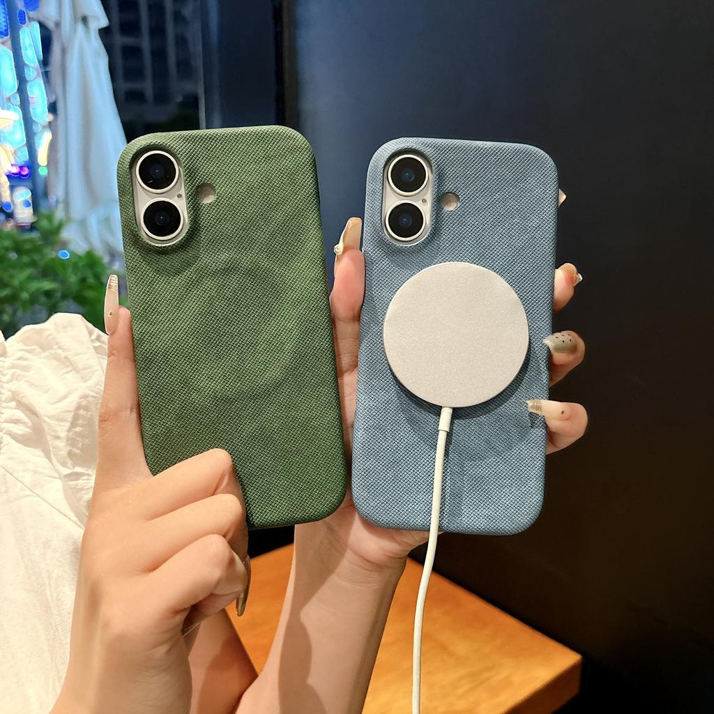 Denim Magnetic Phone Case for For Iphone 17 Air 16 1 Plus 14 13 Pro Max  Wireless Charge Shockproof Simple Protective Cover