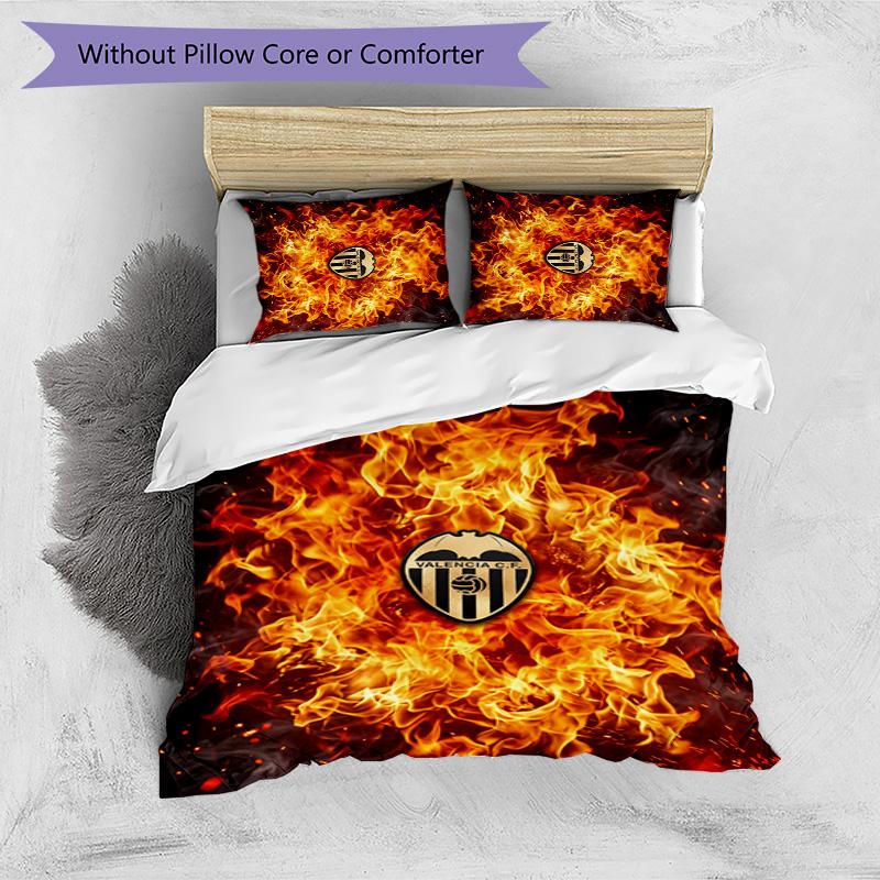 Valencia FC Printed 3PCS Bedding Set Breathable Duvet Cover with Pillowcases Decorative Bed Linen for Bedroom Home