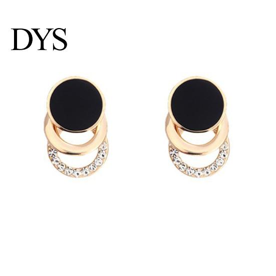 Earrings 1 Pair Ear Studs Multi-layer 3 Round Rings Black Circle Multilayer Gift Fashion Jewelry Sparkling Rhinestone Women for Daily Stud