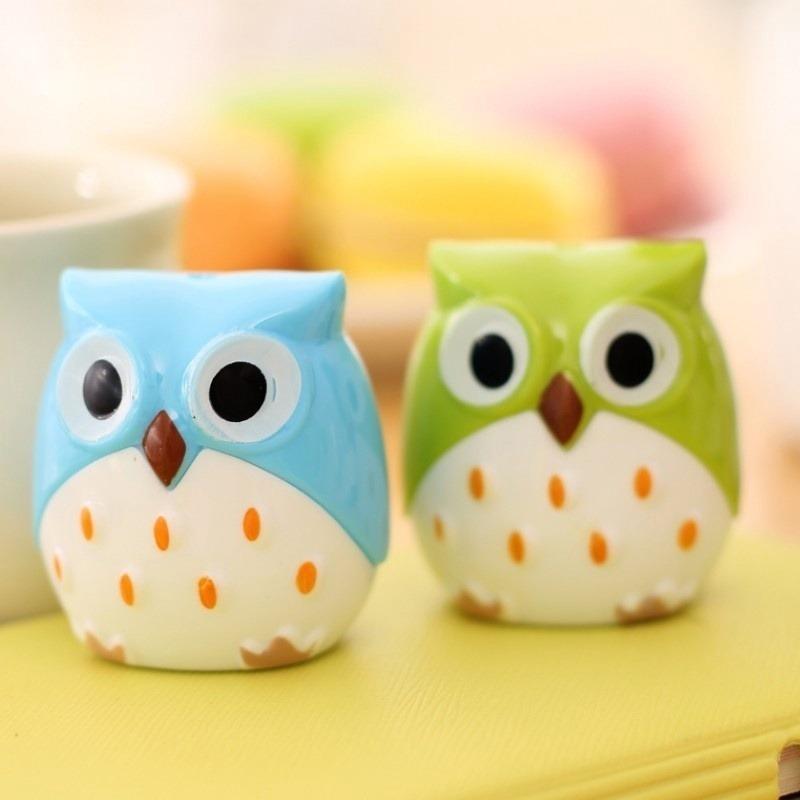 1 Stück Zufällige Farbe Mini Eulenmuster Bleistift Augenstift Anspitzer Schule