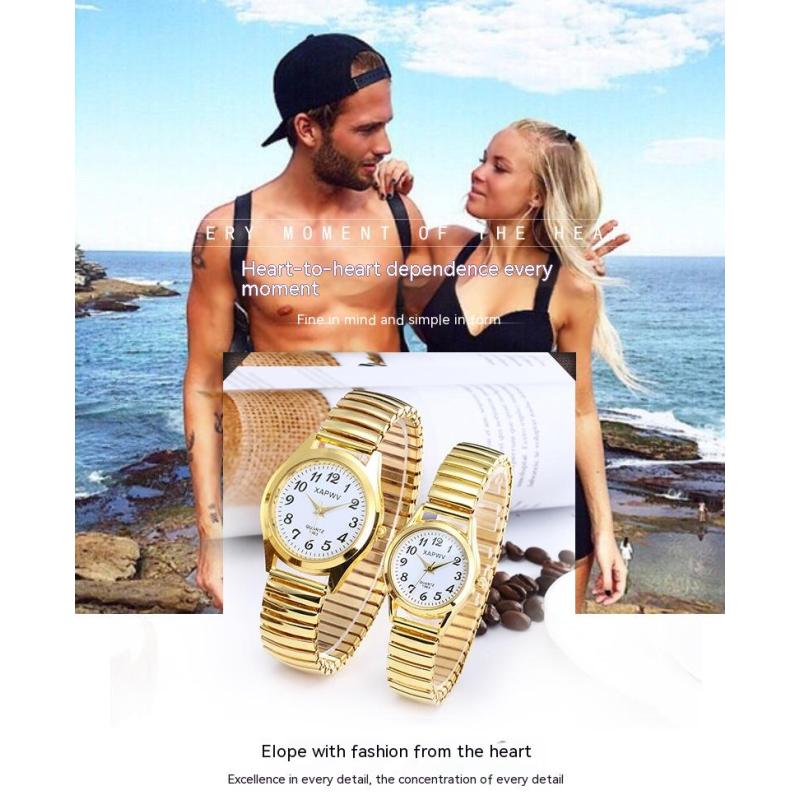 Middle-aged and Elderly Large Dial Pointer Digital Surface Elastic Elastic Band Quartz Men's and Women's Watches