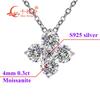 S925 Silver 1.2ct Round Four Leaf Clover White Moissanite Pendant Choker Necklace Jewelry Valentine's Day Wedding Date Gift