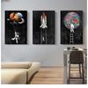 Gemälde, Poster und Drucke, Weltraumpflanze, Graffiti, moderne Straßenkunst, Wandkunst, Bilder, ungerahmt, Astronaut, Weltraum, Raumschiff, Leinwand