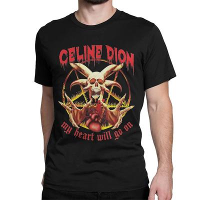 Celine Dion My Heart Will Go on Metal T-Shirt Herren Damen Baumwoll-T-Shirts Rundhals Titanic Rock Tees Kurzarm Tops Große Größe