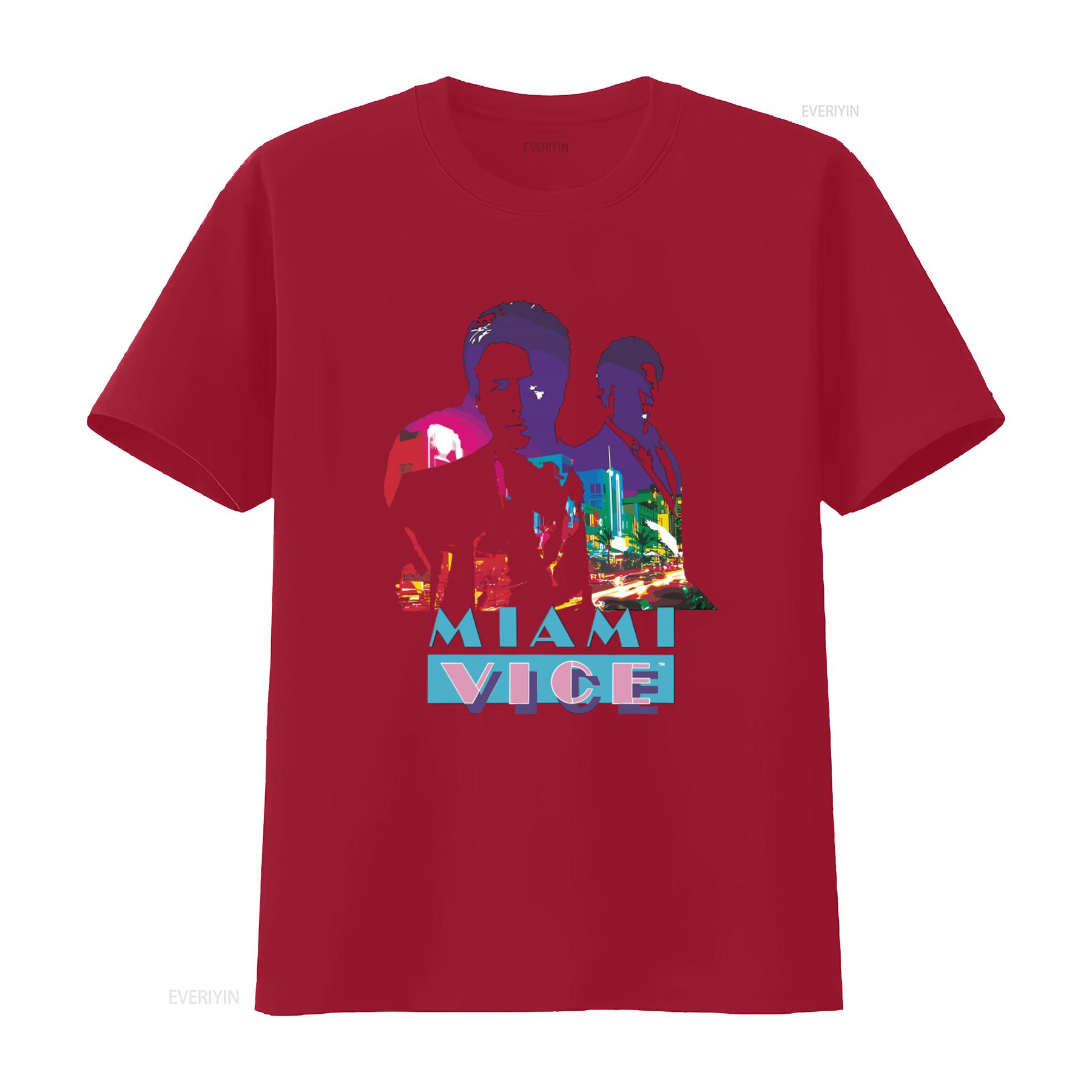 Miami Vice Crockett and Tubbs Mens Licensed Classic TV Show T Shirt White vintage Washed Top For Everyday Wear Breathable S