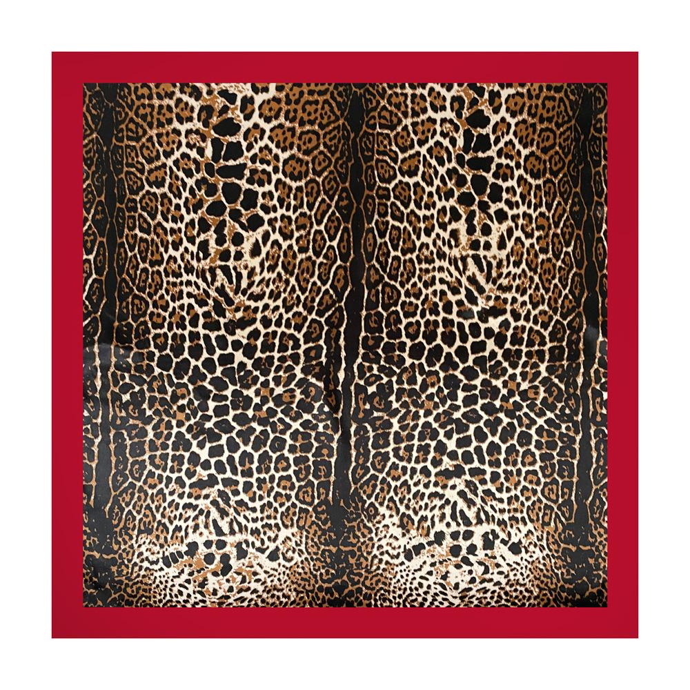Headscarf, Faux Silk Satin Square Scarf, Leopard-print Scarf, 90cm Large Scarf