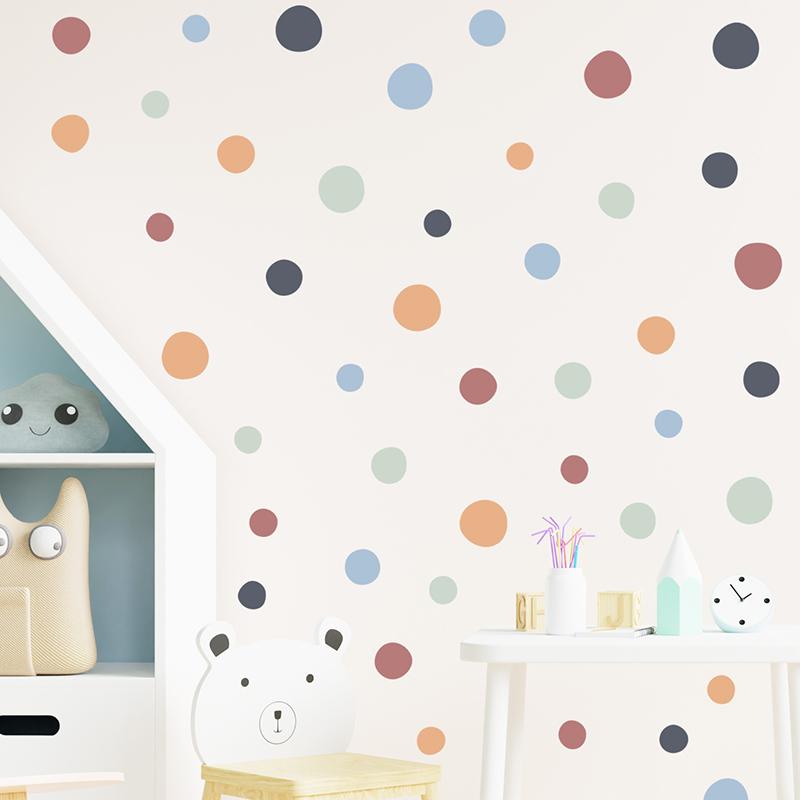 60pcs/set Polka Dots Irregular Circle Pattern Wall Stickers for Kids Room Baby Nursery Room Wall Decals School Kindergarten PVC