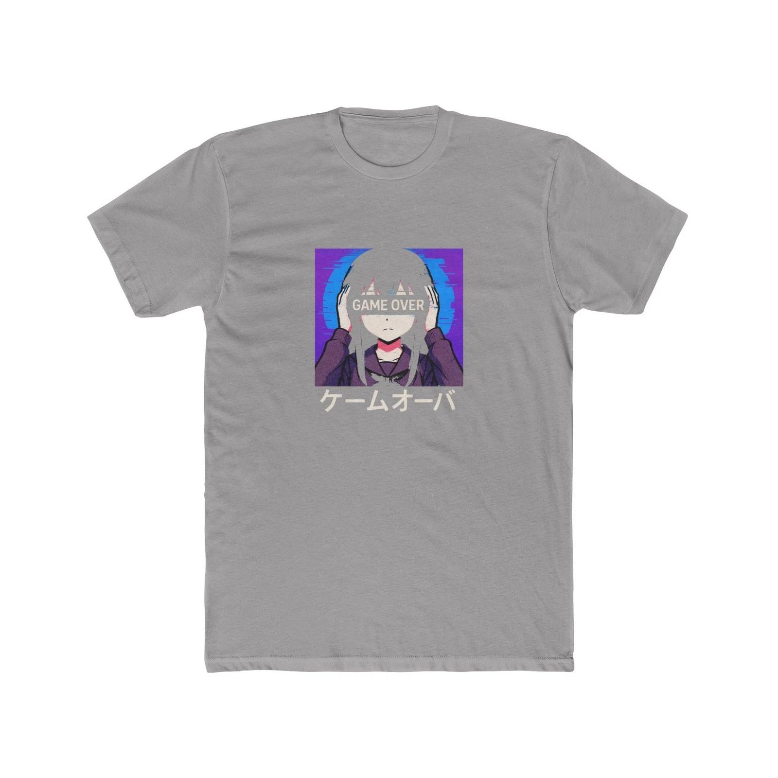 Vaporwave Game Over Sad Anime Girl T-Shirt XL