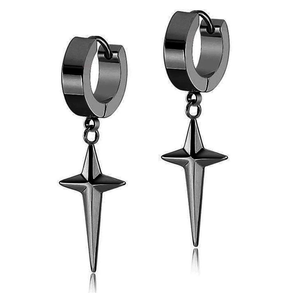 Punk Edelstahl Kreuz Stern Hängende Ohrringe Kpop Geometrie Huggie Creolen für Männer Frauen Statement Schmuck