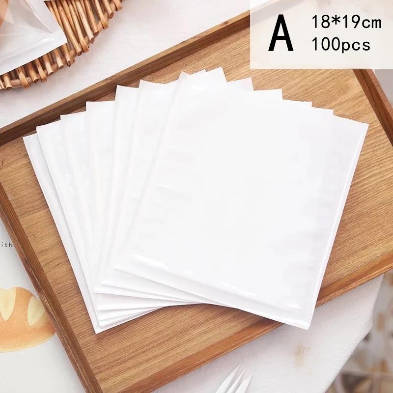 100Pcs Half Clear Plastic Kraft Bread Bag Individual Croissant Loaf Bread Donut Pandesal Pastry Bag
