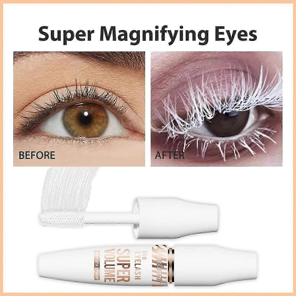 GROVL White Mascara Lash Primer,2 Pack Waterproof Thick Fiber Mascara,Volumizing and Lengthening Charming Lashes,No Smudge, No Clumping, for Girl, Las