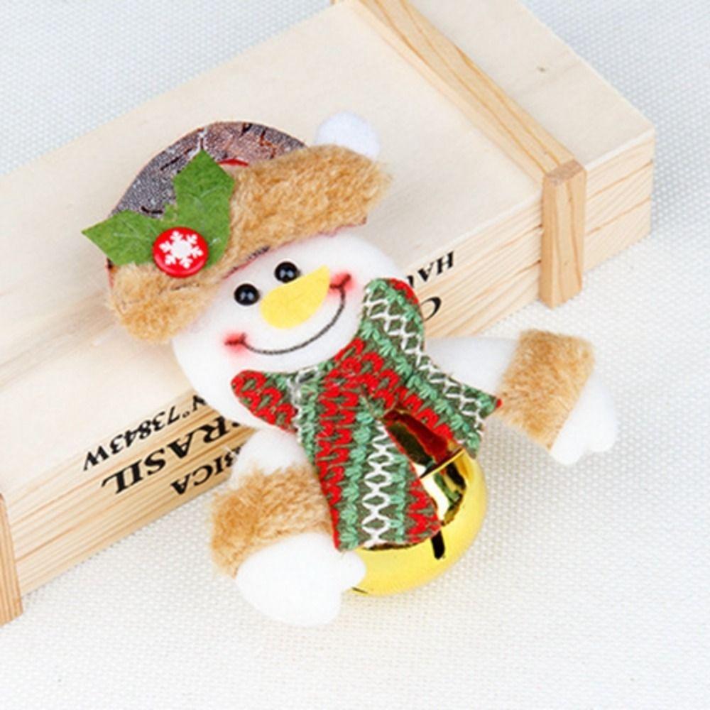4Pcs Soft Christmas Tree Pend Round Bell Santa Ornaments Xmas Bell Hanging Ornaments Kids Toys