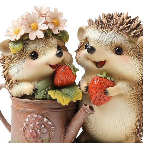 Picchetto per Giardino Fragole Riccio, Picchetto Decorazione da Giardino Ricci 2D in Acrilico, Animale Carino Impermeabile Decorazione da Esterno per Prato Aiuola Fioriera