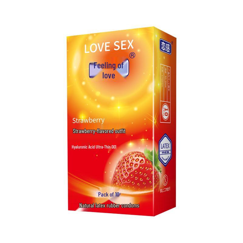 Love Feeling Ultra Dünn 001 Katzenzunge Kondom mit Hyaluronsäure - Lang anhaltend, Sicher, Großpartikel-Design für verbesserte Empfindung.