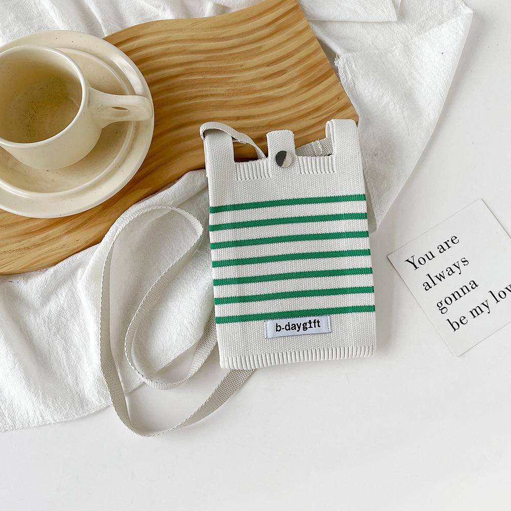 Cute And Sweet Knitted Mobile Phone Bag Shoulder Crossover Handheld Premium Mini Small Bag Mobile Phone Bag