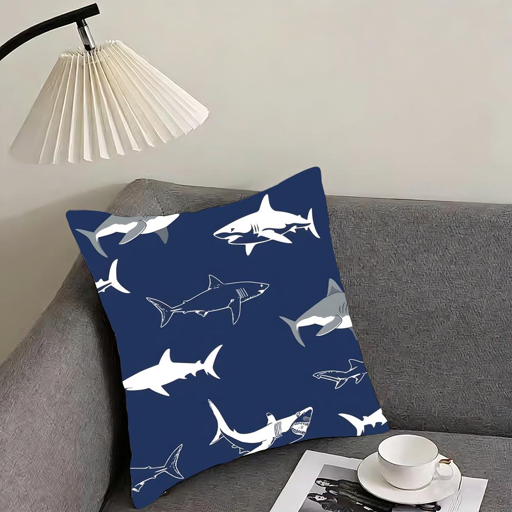 Shark Fashion Cushion Cover Pillowcase Ultra Soft Skin Friendly Fabric Cloud Like Comfort  Concealed Zipper