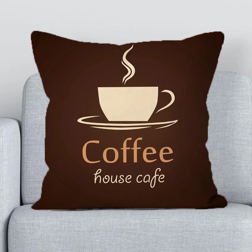 Coffee Time Covers for Bed Pillows Fall Decor Pillowcase Duplex Printing Cushion Cover  Short Plush Pillow Hugs Decorative