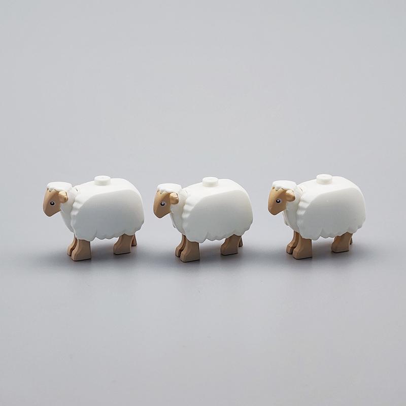 3PCS Animal Building Block Sheep DIY Assembly Small Particle Accessories Compatible with Major Brands