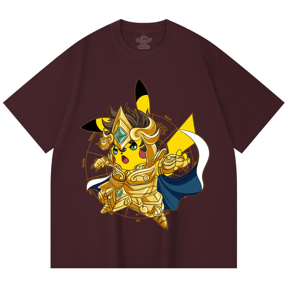 230 Gsm 100% Cotton Pokemon V25 Pikachu Leo Print Unisex Heavy Cotton T Shirt