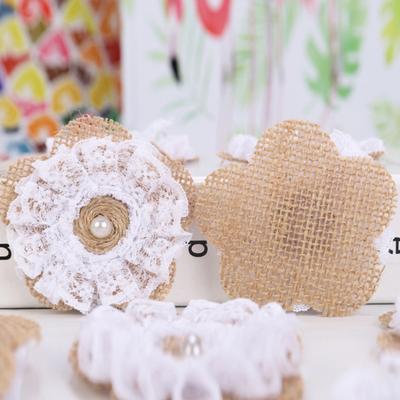 Artificial Burlap Flower Multifunctional Imitation Linen Rustic Bowknot Jute Faux Floral Decor for Christmas Tree