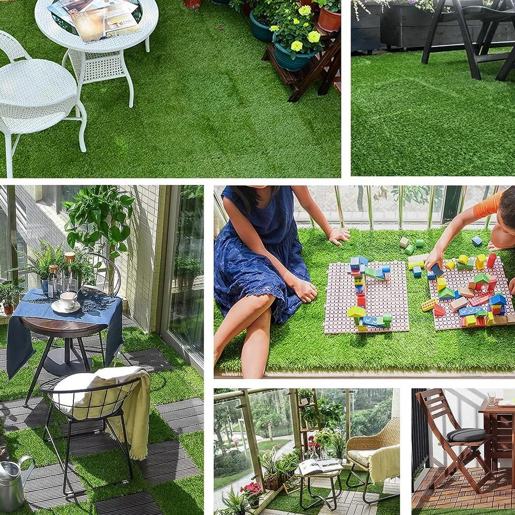 Artifical Grass Tiles Interlocking Turf Deck Synthetic Fake Grass Self-draining Mat Flooring Decor Pad Multi-Purpose Dog Mats