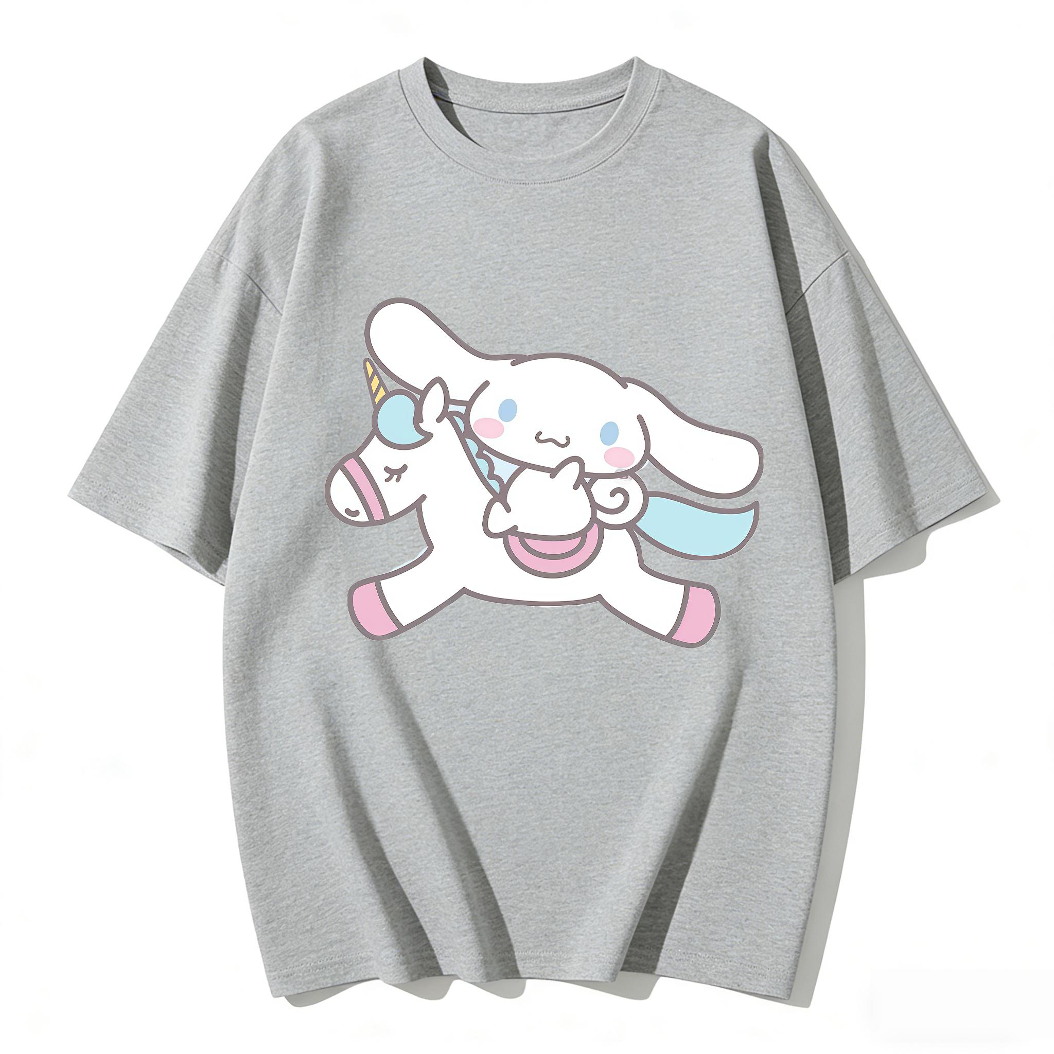 

2026 New Arrival Kawaii Cinnamoroll Unicorn Print Couple T Shirts Casual Loose Family Matching Outfits Parentchild Tees Tops S