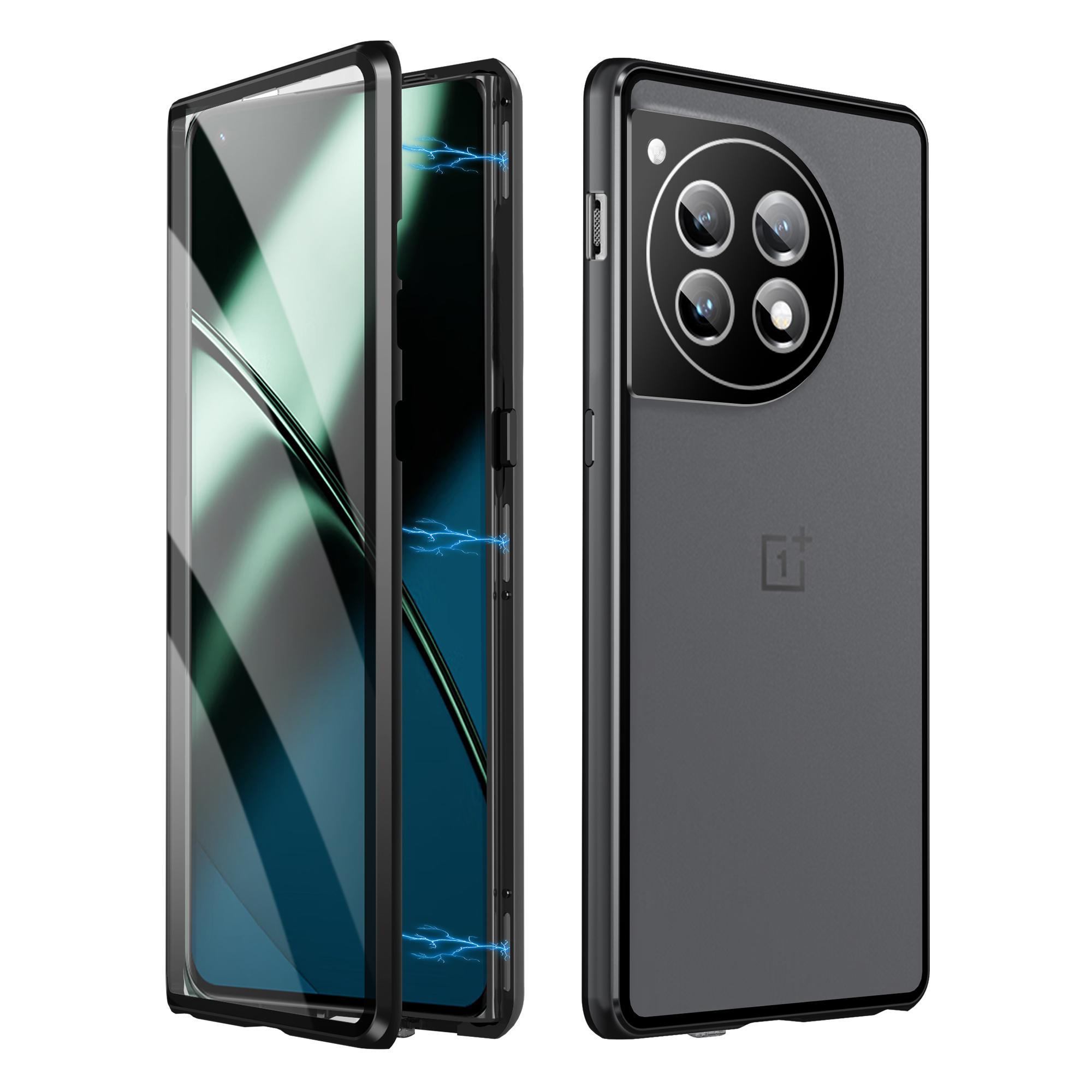 

Для OnePlus 12 5G Чехол из закаленного стекла Защитный замок Полная защита корпуса Чехол для телефона Black