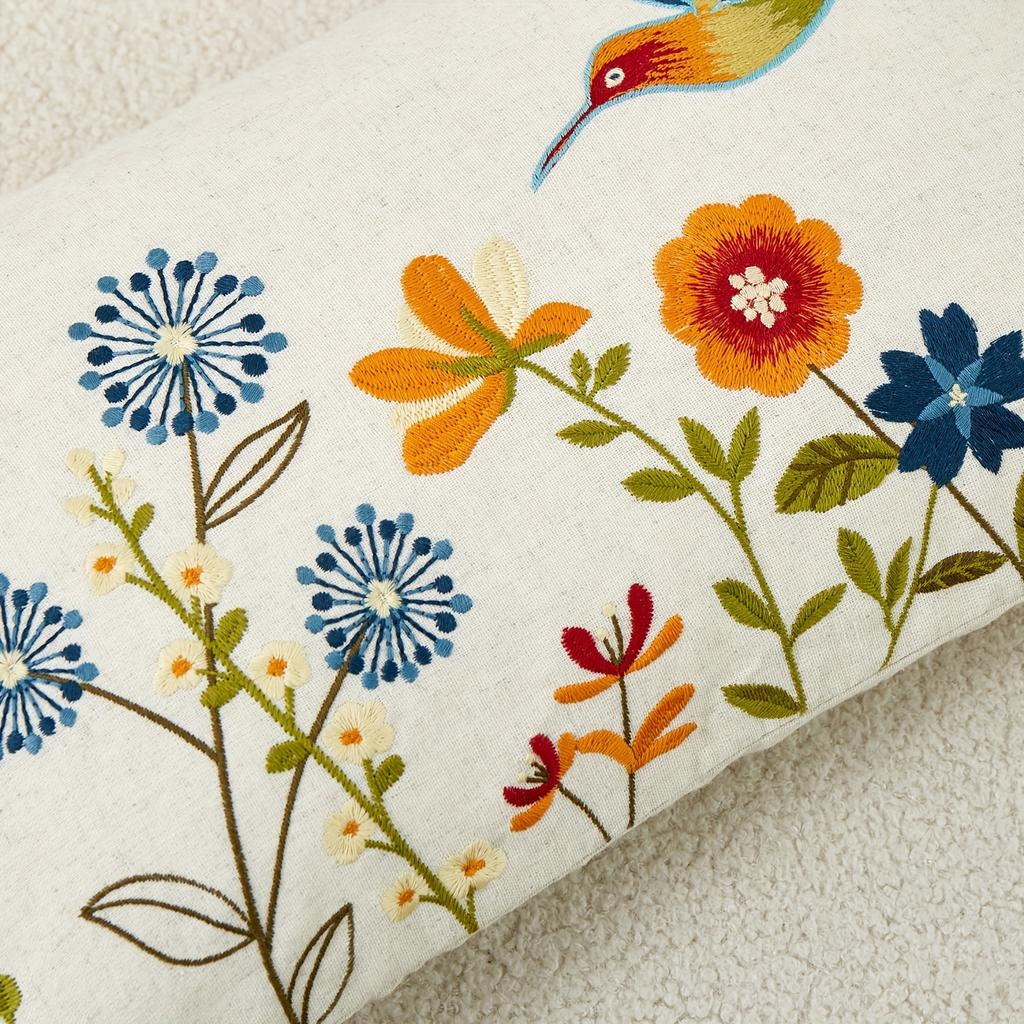 Hummingbird Floral Throw Pillow Cover Vintage Boho Flower Bird Decorative Cushion Case For Sofa Couch Home Decor
