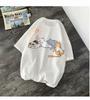 Cat Print Cartoon Trendy Brand Cute Short-Sleeved Hong Kong Style T-Shirt Boys Summer Trend Loose And Versatile Couple Clothes