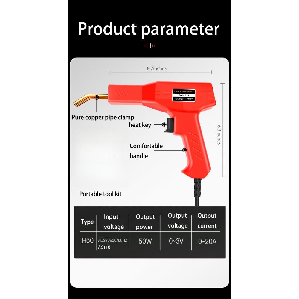 1PACK Plastic Welder Welding Machine Car Bumper Soldering Gun 4 Types Staples for Bumper/Kayak/Plastic Product Repairs