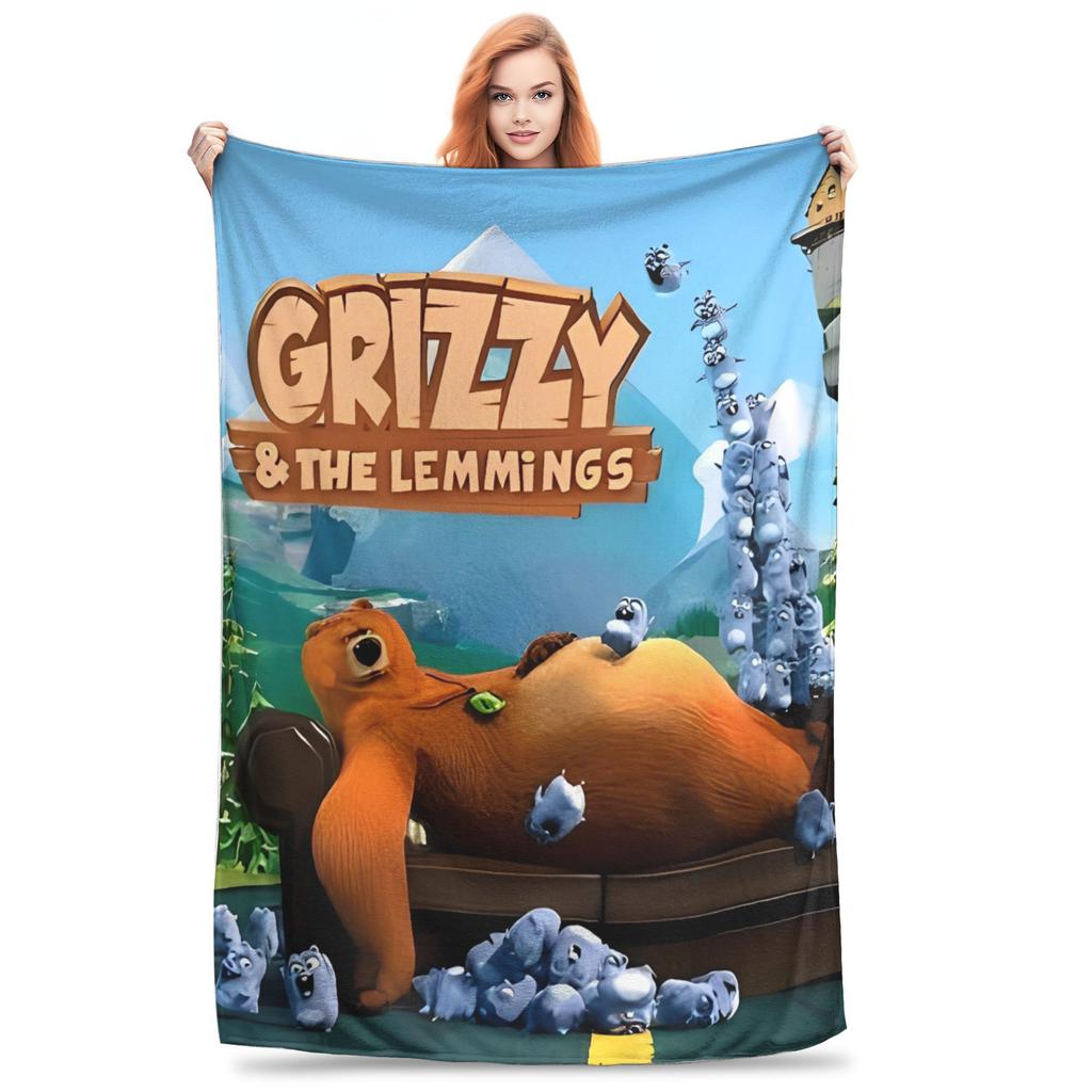 Warm BlanketChildren Travel Grizzys and The Lemmings Throw Blanket  Flannel Bedspread For Bedroom Street Trend Sofa Bed Cover