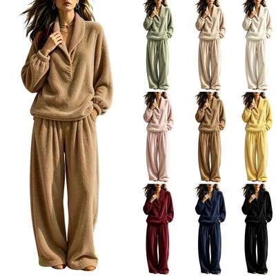 Women's Fall Winter Two-Piece Set Thick Warm Loose Fit Casual Loungewear
