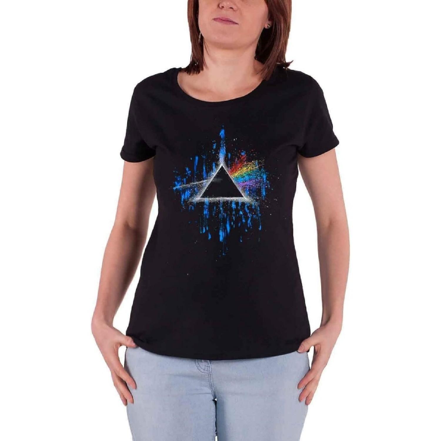 

Pink Floyd T Shirt Dark Side of The Moon Blue Splat Official Womens Skinny Fit Size S Black XXXXXL різнокольоровий