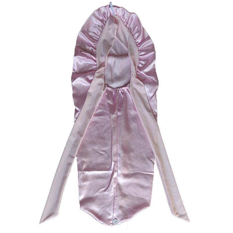 Adjustable Satin Nightcap with Bow Knot and Elastic Band