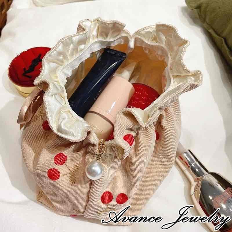 AVANCE Cherry Makeup Storage Small Item Cosmetic Popular and Stylish Travel Cosmetic Black and Red Pouch, Pouch, Organizer, Pouch, Pouch, Storage,