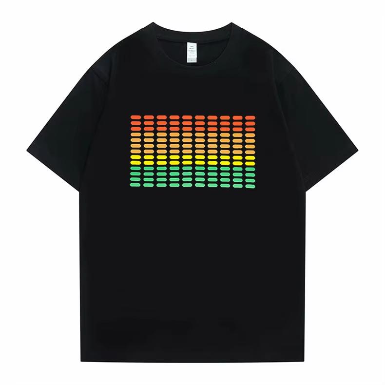 Popolare Equalizzatore Attivo al Suono El Tshirt Equalizzatore Light Up Down Led Tshirt Lampeggiante Attivato dalla Musica T-shirt a LED Unisex Unisex Tee
