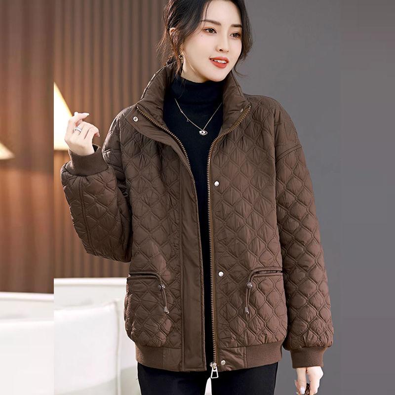 Cappotto Corto in Cotone Imbottito di Piumino Taglie Forti Stile Europeo di Alta Gamma per Donna, Autunno Inverno Casual Caldo