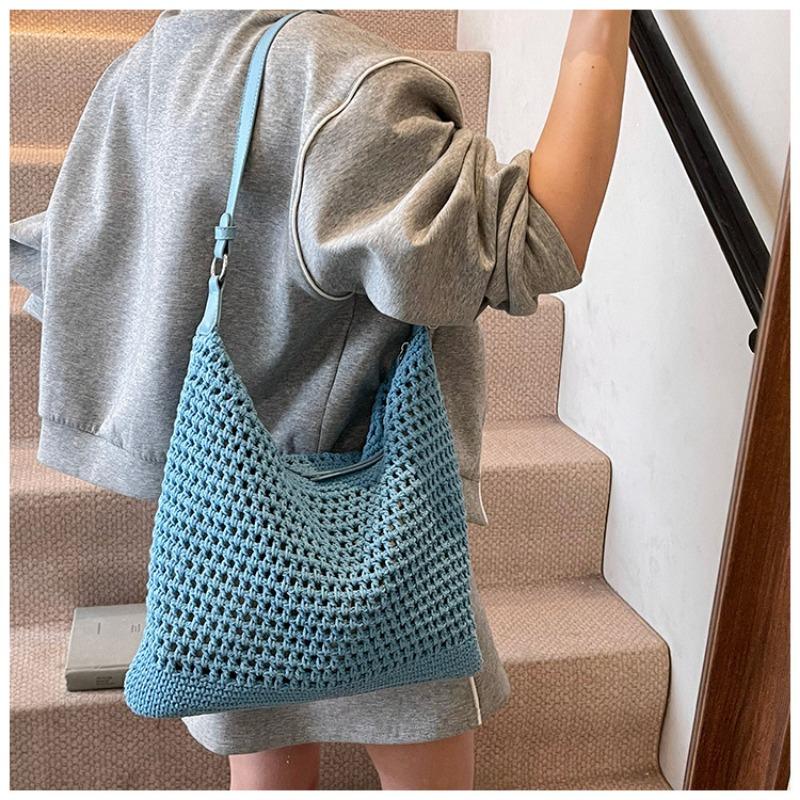 New popular beach bag female senmeng summer weaving seaside vacation weaving bag shoulder armpit bag