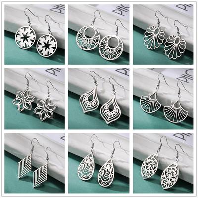 Bohemian Bloemen Filigraan Hangende Oorbellen Roestvrij Staal Waterdicht Dangle Oorbel Dames Etnische Sieraden Valentijnsdag Cadeau