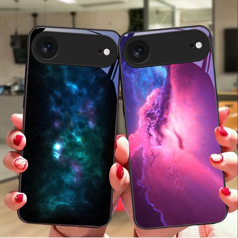 Space Nebula Wallpaper For iPhone 11 Pro 12 13 mini 14 15 Pro Max 16 E 17 Air XS Max XR 8 7 Plus SE 5 6 Black Glass Phone Case