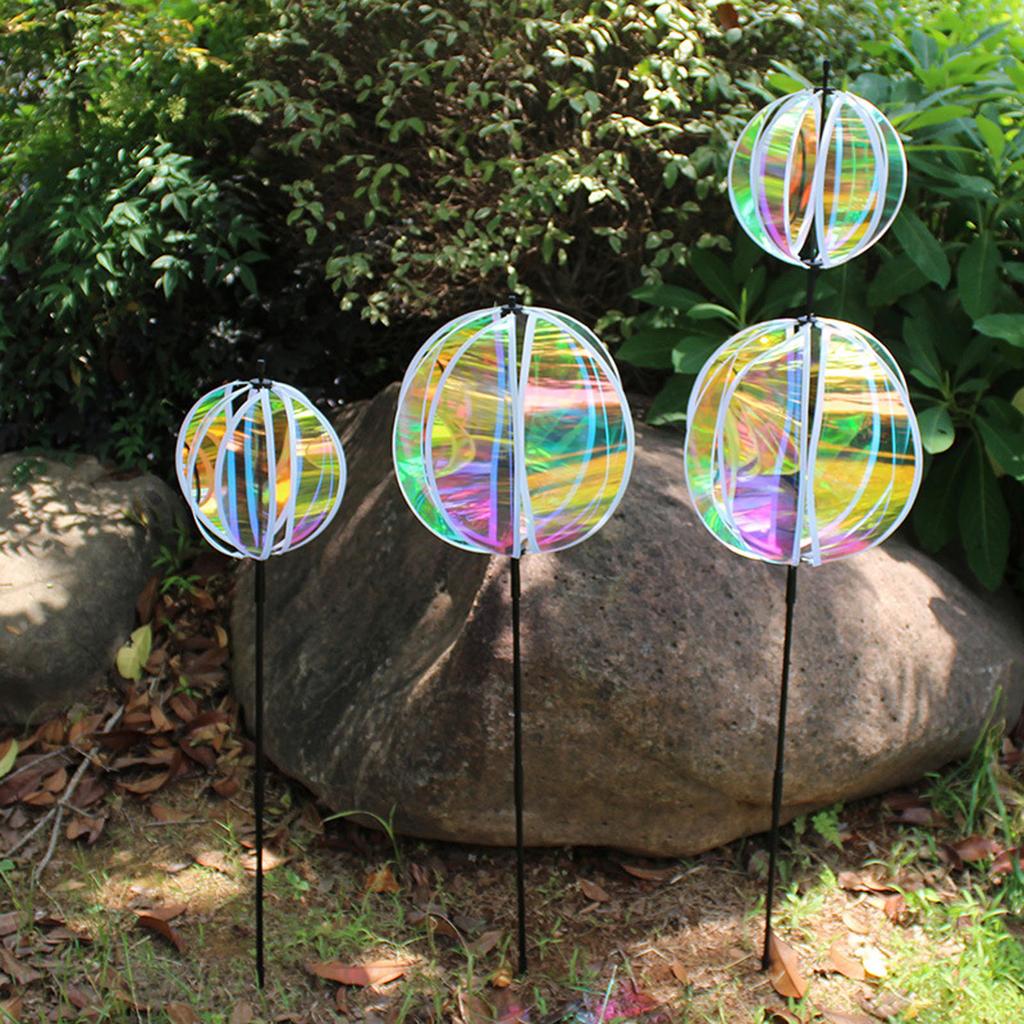 Reflective Windmill Pinwheels with Stakes for Garden Decor Bird Devices Deterrent Scare Birds Away from Yard Patio Farm