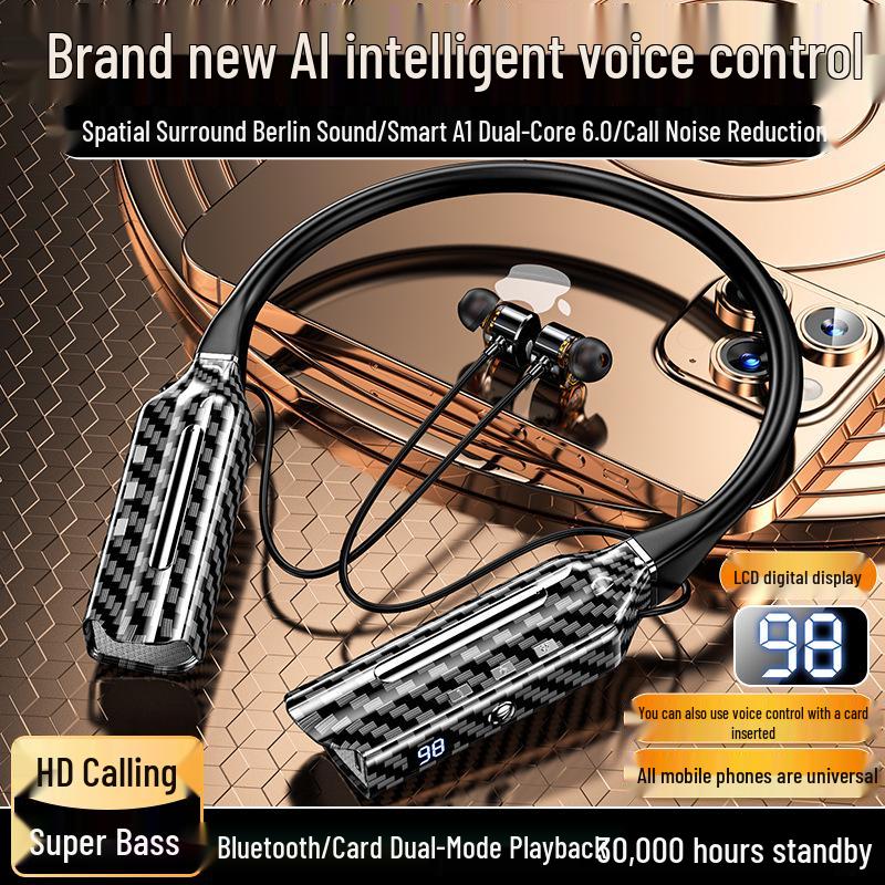 3D Bass Neckband Earphones with AI Voice Control, Noise Reduction, Long Battery Life, and High Sound Quality.