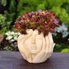 Artistic Women Head Planter Imitation Stone Texture Resin Plant Pot Elegant Female Face Planter for Succulents Indoor Balcony Bedroom Decor