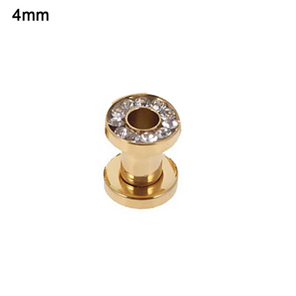 1Pc Stainless Steel Rhinestone Inlaid Plating Ear Plug Earring Piercing Jewelry